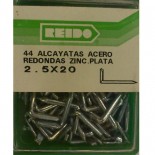 Kit 44 Alcayatas Acero Redondas Zincadas Plata 2,5x20